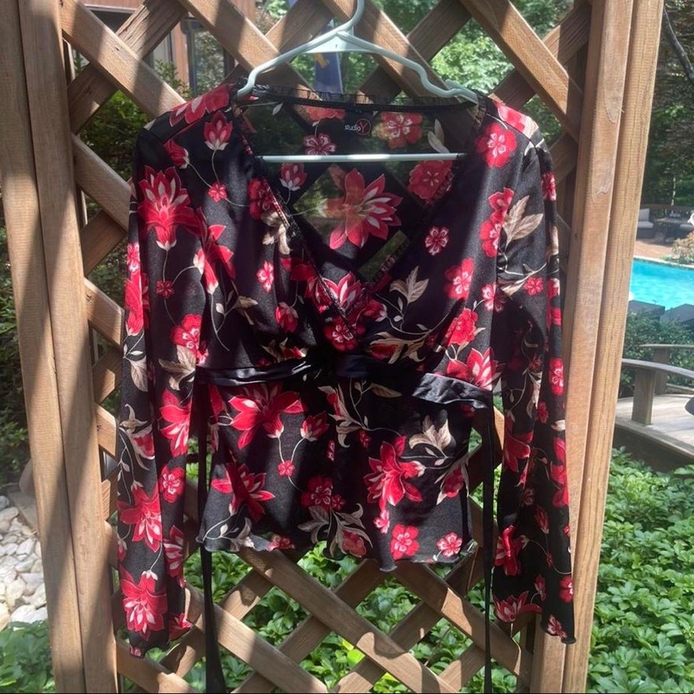 Vintage mesh sheer blouse top